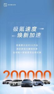 ​极氪汽车宣布累计交付20万台！刷新新势力最快纪录